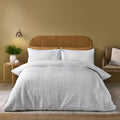 Catherine Lansfield Folkstone Geo King Duvet Cover Set with Pillowcases White