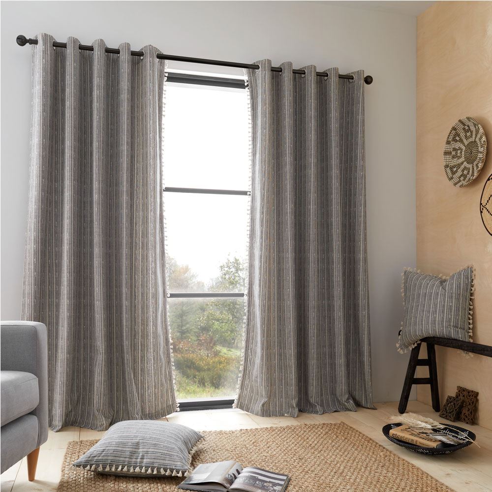 Pineapple Elephant Adana Tasselled 100% Cotton Lined Eyelet Curtains