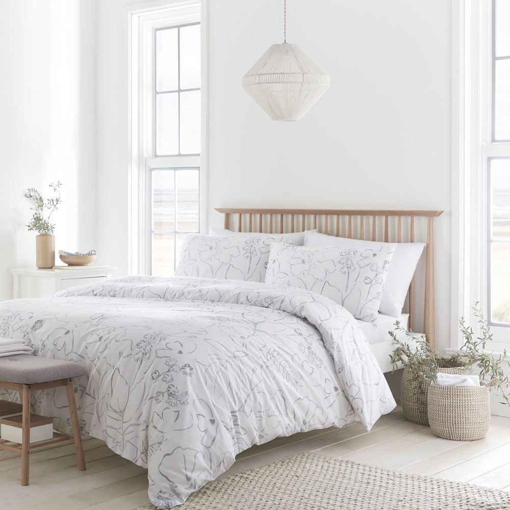 Drift Home Joanna Hand Drawn Floral Print Eco-Friendly Duvet Cover Set