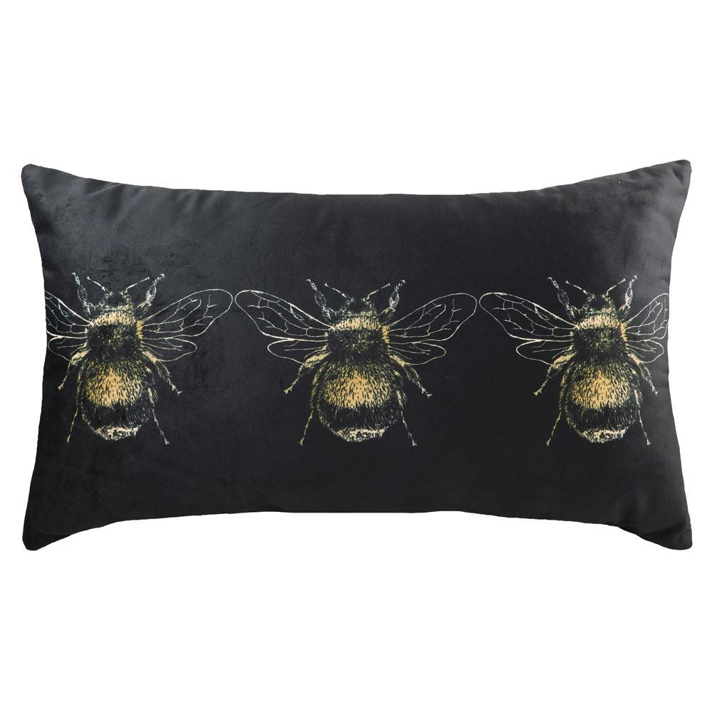 Evans Lichfield Gold Bee Faux Velvet Cushion Cover