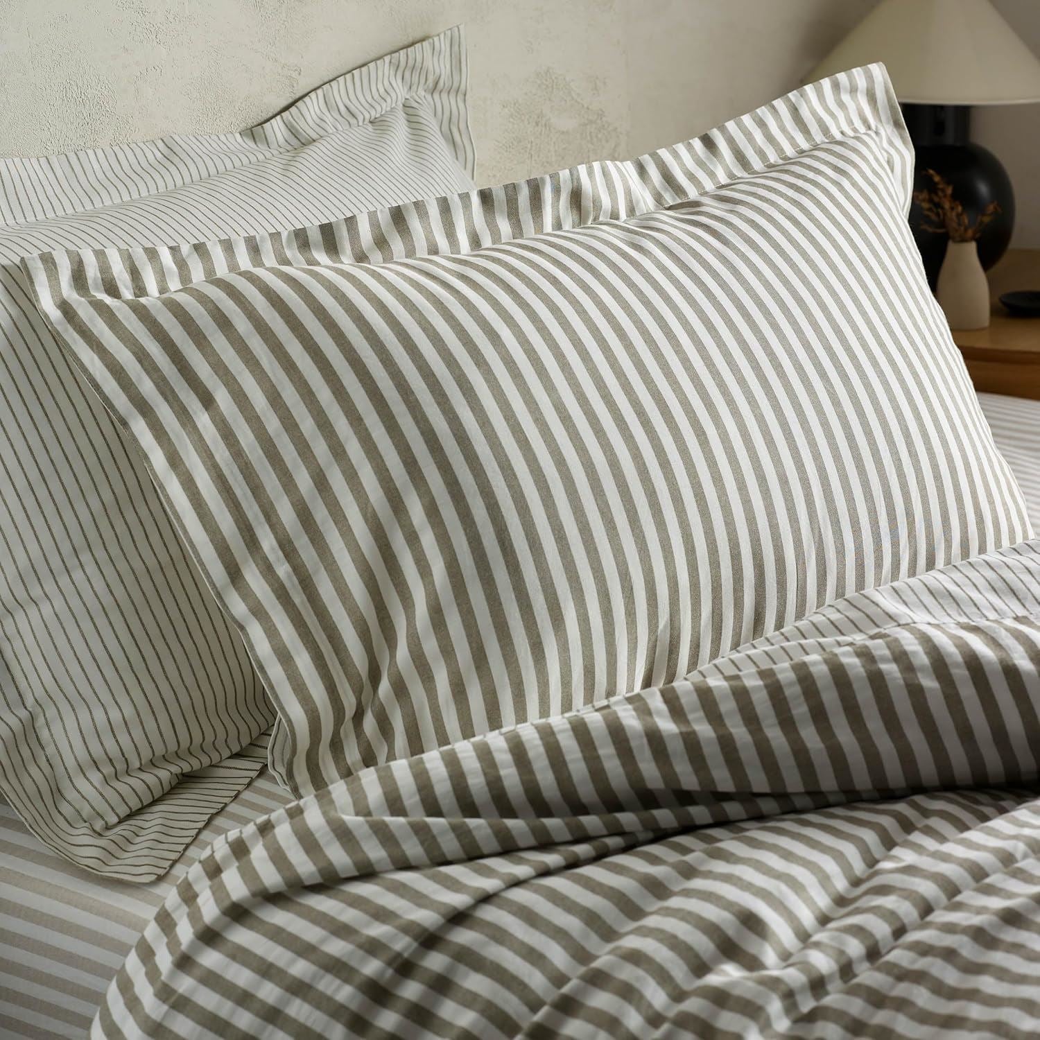 The Linen Yard Hebden Stripe Melange Print 100% Cotton Oxford Pillowcase