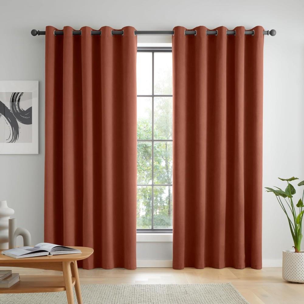 Catherine Lansfield Wilson Velvet Blackout Thermal Eyelet Lined Curtains