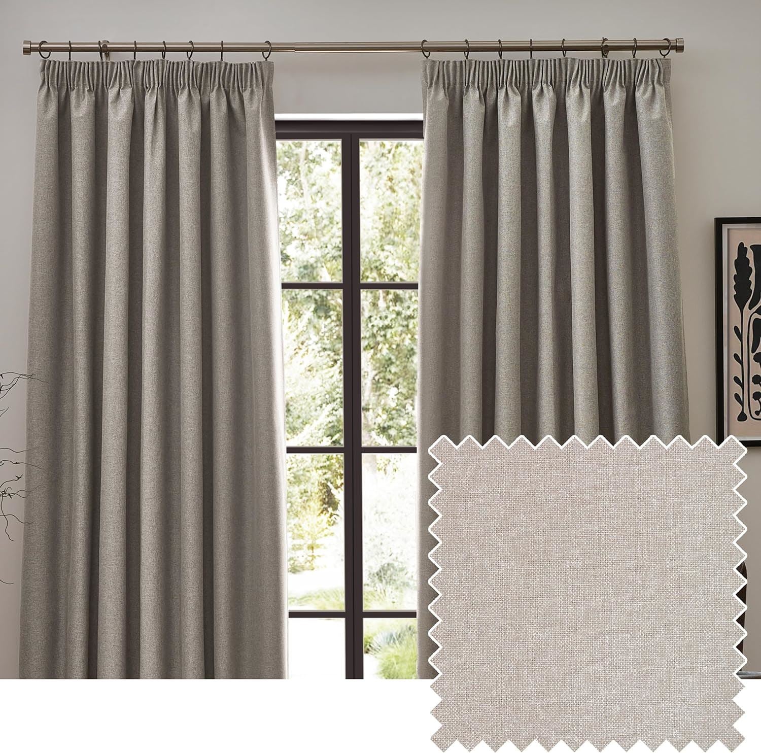 Furn Dawn Plain Thermal Blackout Pencil Pleat Lined Curtains