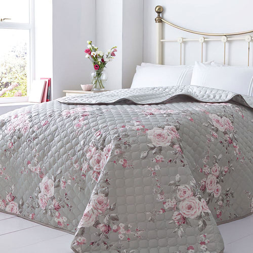 Catherine Lansfield Canterbury Floral Reversible Quilted Bedspread, 240 x 260 Cm
