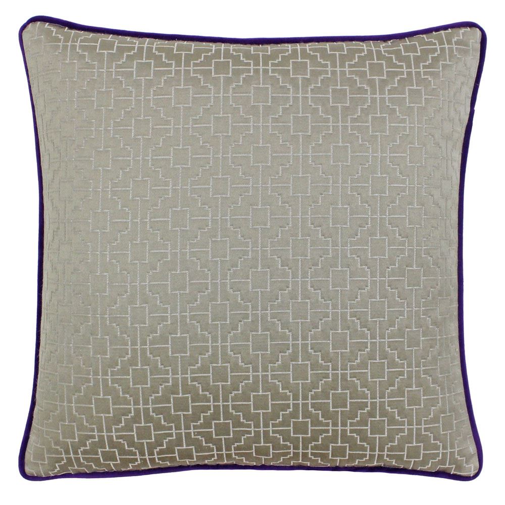 Riva Paoletti Belsize Geometric Square Jacquard Weave Piped Cushion Cover