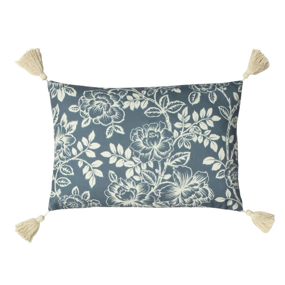 Paoletti Somerton Floral Print Tasselled Cushion Cover
