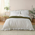 Wylder Blousey 100% Cotton Sateen Ruffle Trim Reversible Duvet Cover Set