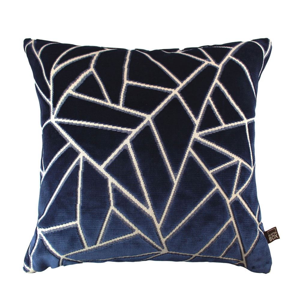 Scatter Box Veda Geometric Cut Velvet Feather Filled Cushion