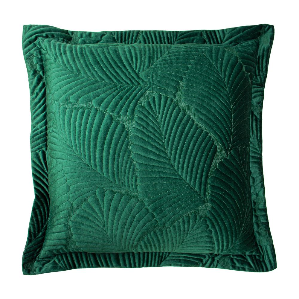 Paoletti Palmeria Embroidered Faux Velvet Quilted Cushion Cover
