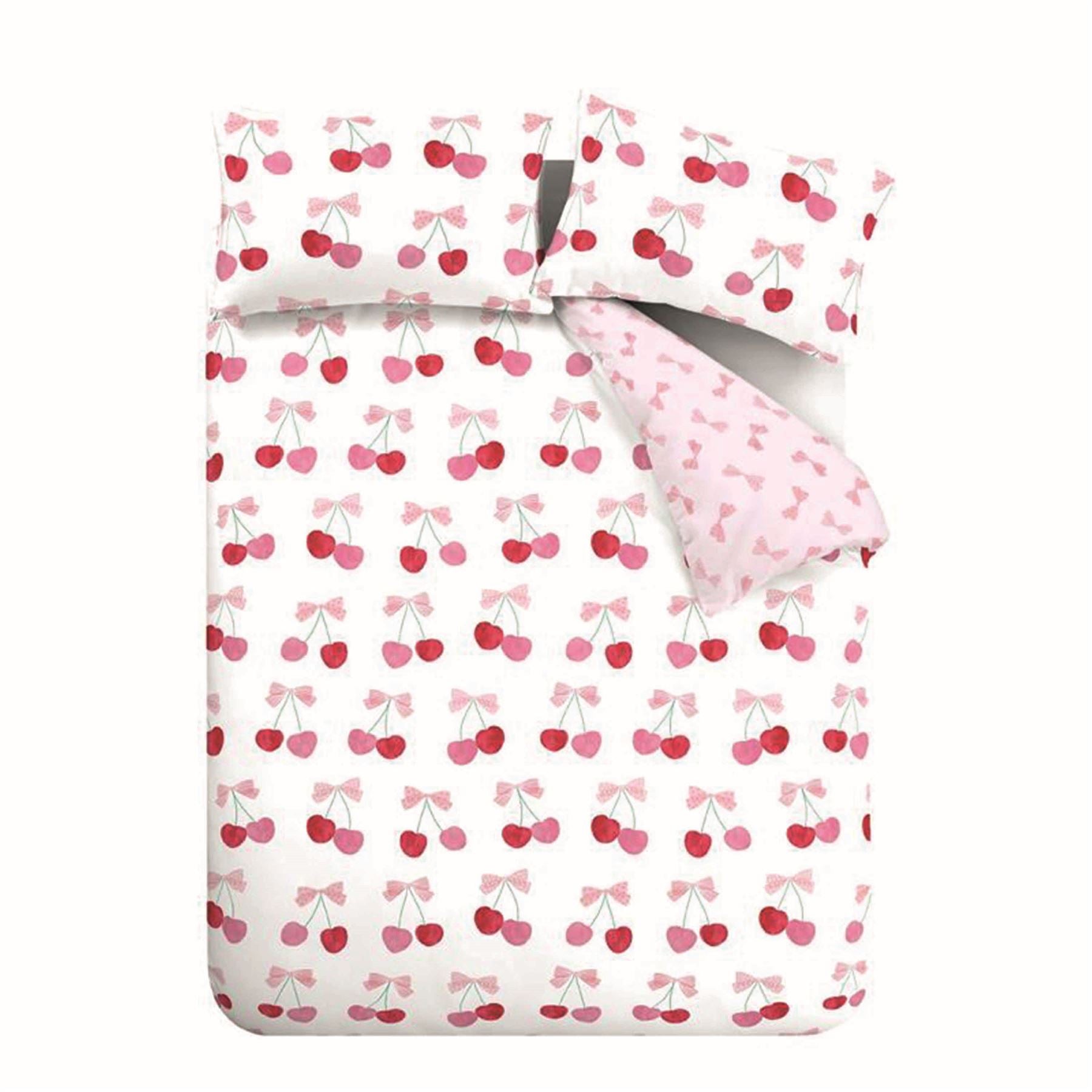 Catherine Lansfield Cherries and Bows Easy Care Reversible Duvet Cover Set