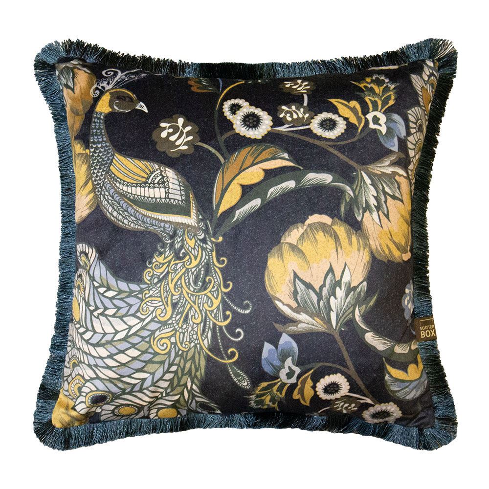 Scatter Box Marlowe Floral Digital Print Fringed Feather Filled Cushion