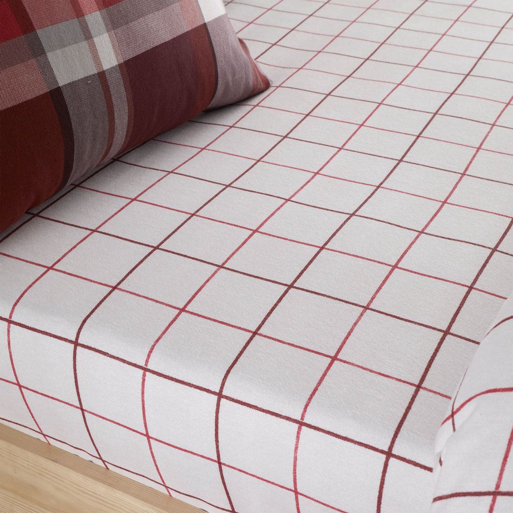 Catherine Lansfield Brushed Tartan Check 12 Inch Deep Fitted Sheet