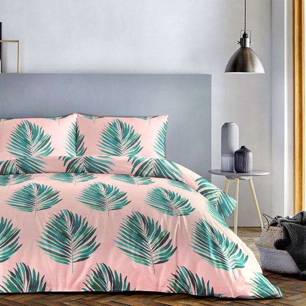 Fusion Leaves Print Reversible Duvet Cover Set