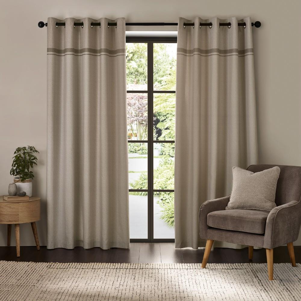 Catherine Lansfield Melville Woven Texture Eyelet Curtains