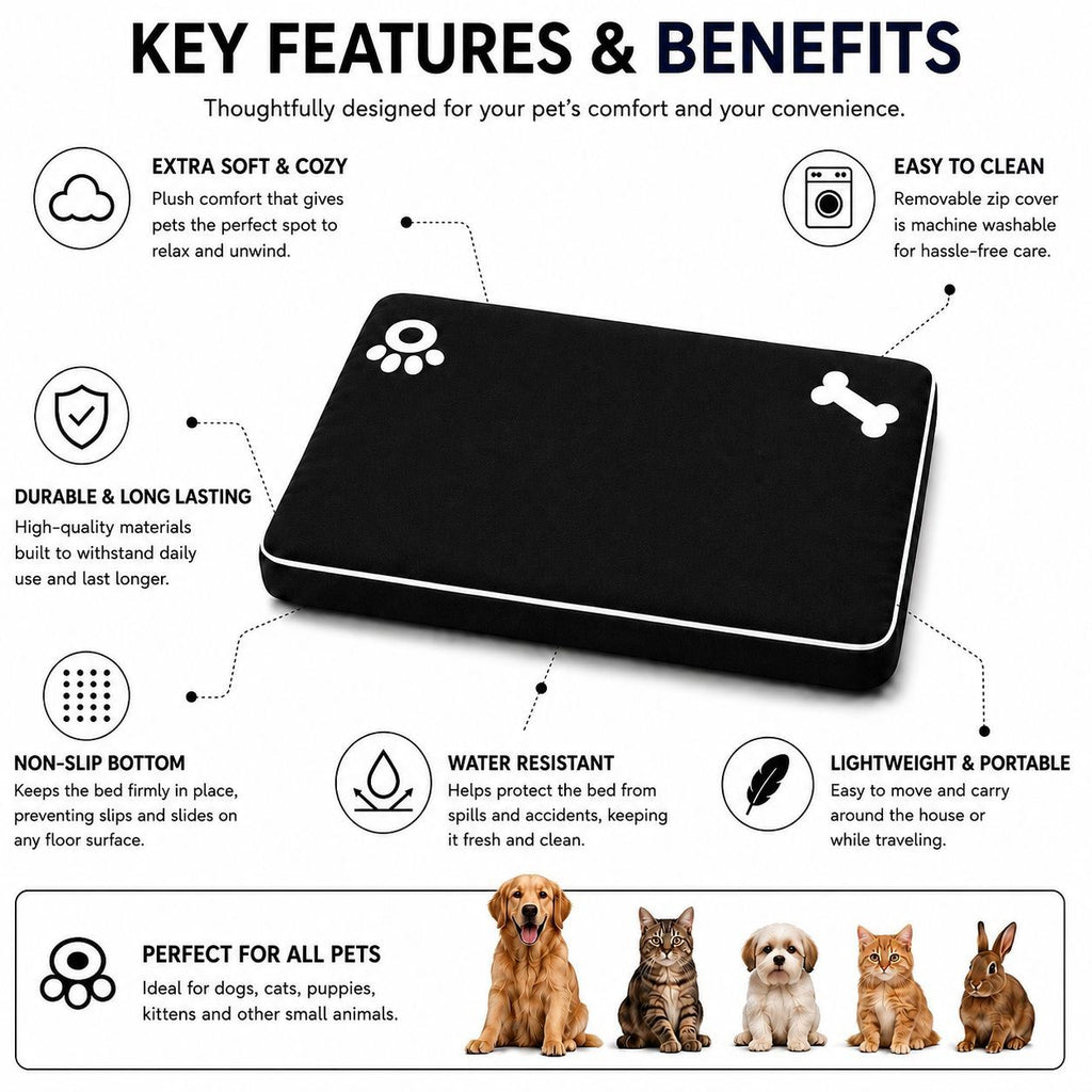 Night Zone Super Soft Bone & Paw Pet Bed Mat