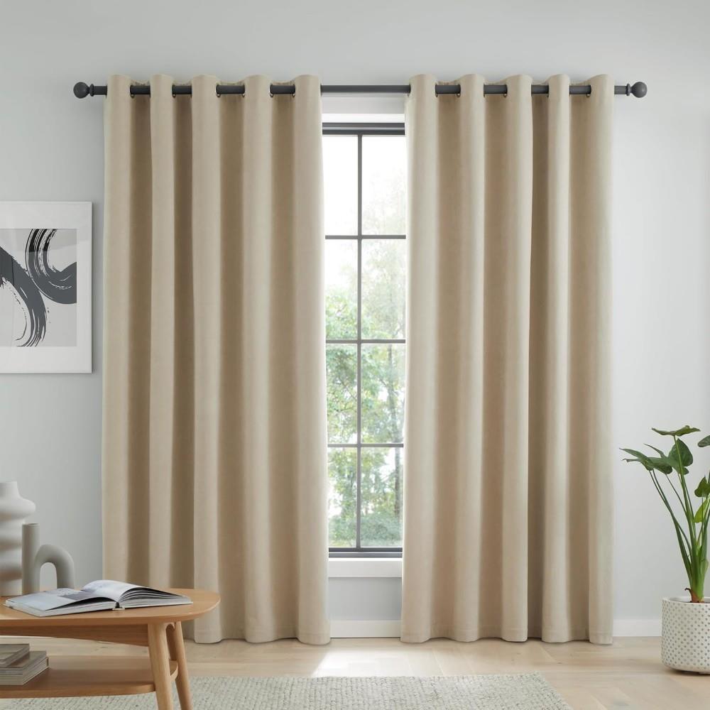 Catherine Lansfield Wilson Plain Thermal Blackout Eyelet Lined Curtains