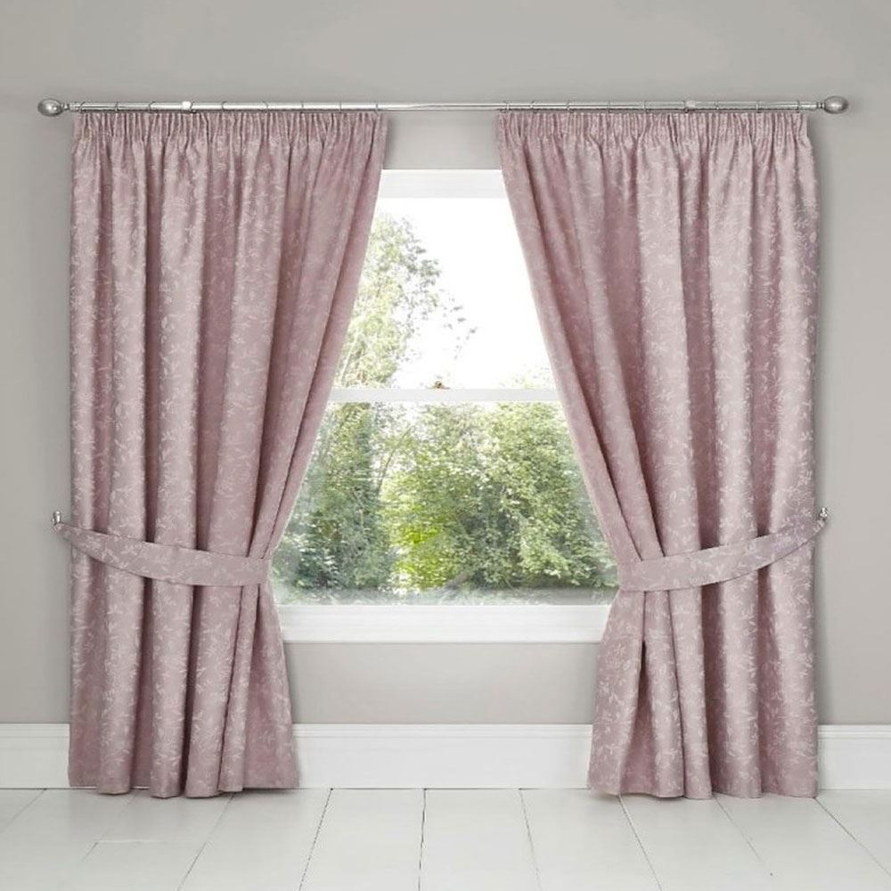 Dreams & Drapes Michaela Floral Jacquard Textured Weave Lined Pencil Pleat Curtains