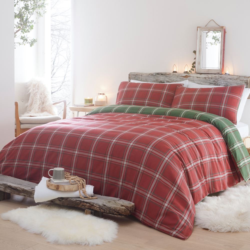 Appletree Hygge Aviemore Check 100% Brushed Cotton Duvet Cover Set