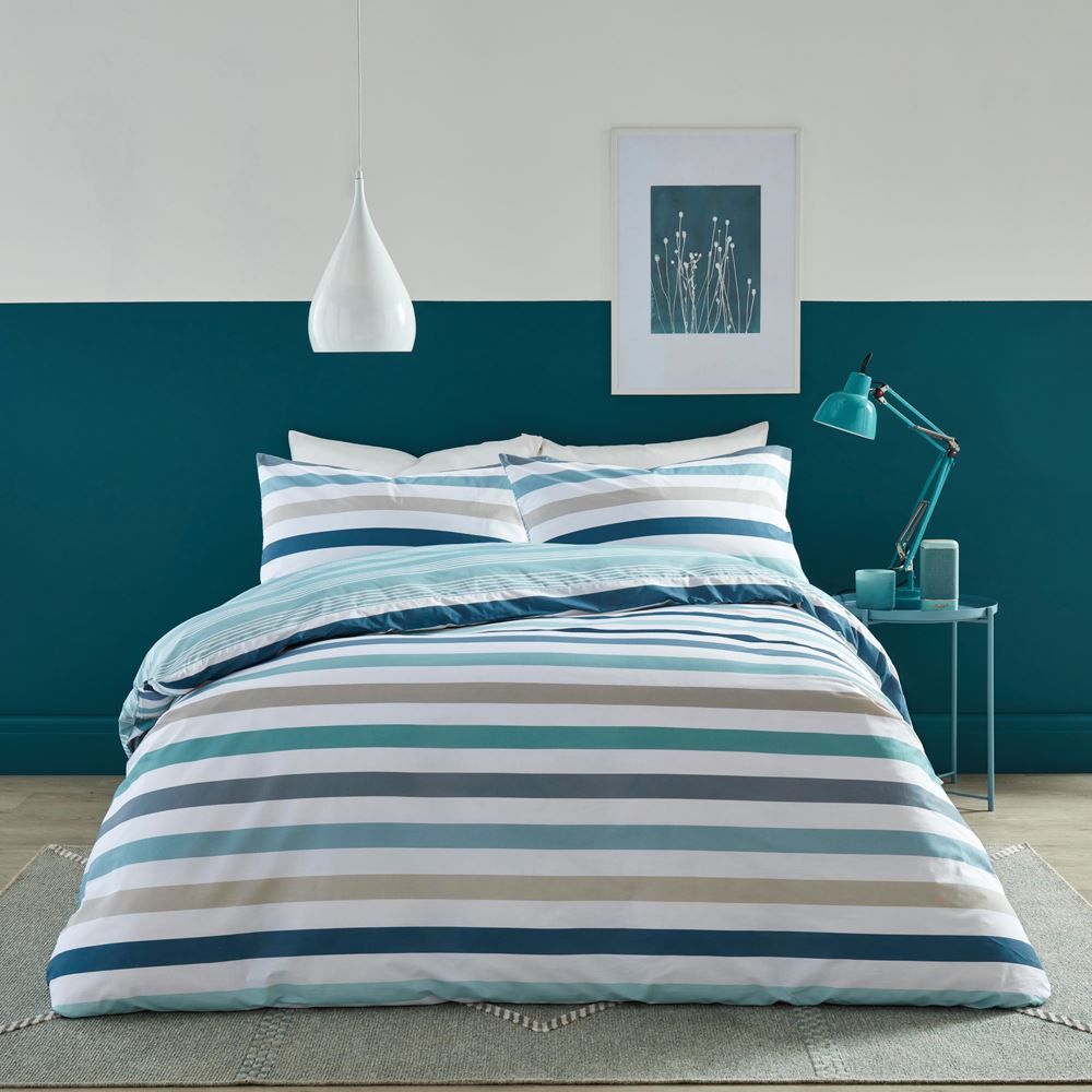 Fusion Carlson Stripe Easy Care Reversible Duvet Cover Set
