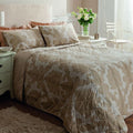 Catherine Lansfield Ombre Damask Sateen Polycotton Percale Quilted Bedspread, Natural, 220 x 230 Cm