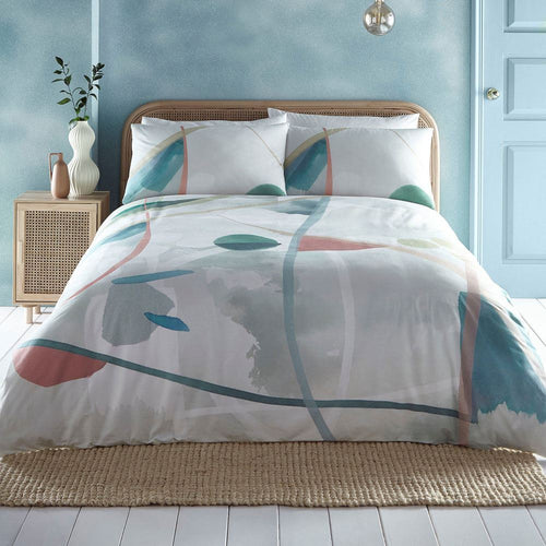 Appletree Style Miro Watercolour Floral Print 100% Cotton Duvet Cover Set