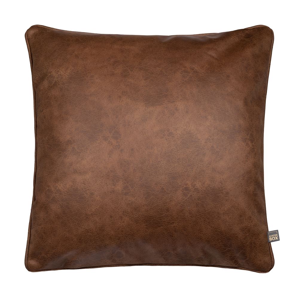 Scatter Box Nanouk Vegan Leather Textured Feather Filled Piped Edge Cushion