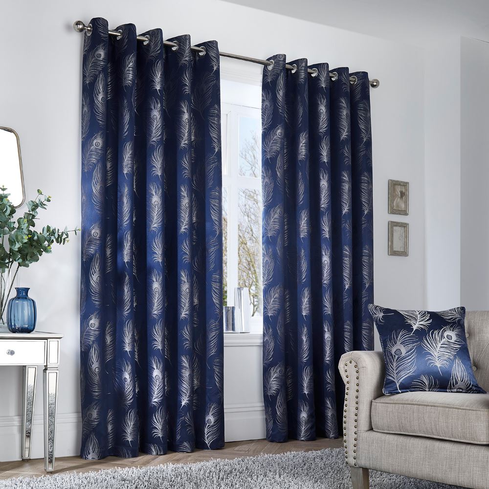 Curtina Feather Jacquard Eyelet Lined Curtains
