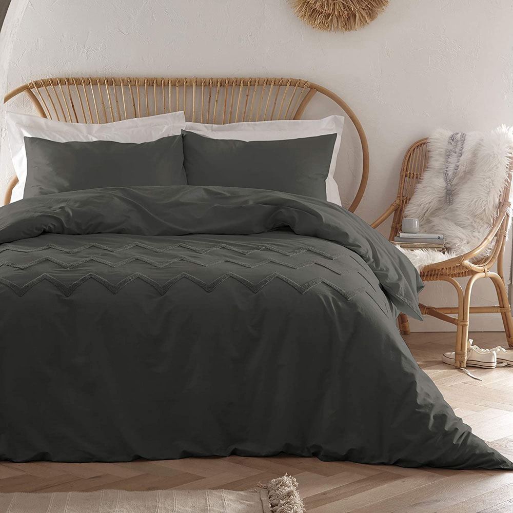 Appletree Boutique Chevron Tuft Embellished 100% Cotton Duvet Cover Set