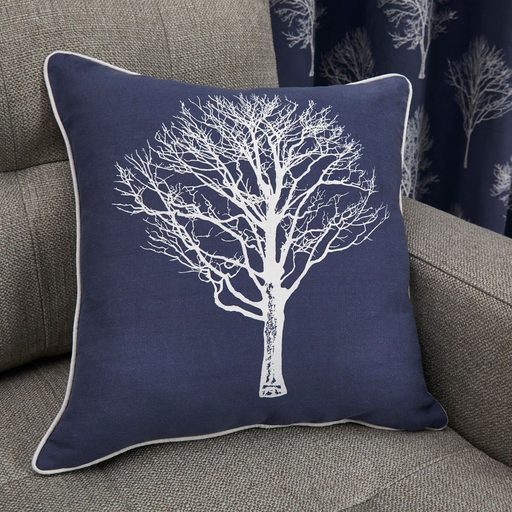 Fusion Woodland Trees Print 100% Cotton Cushion Cover