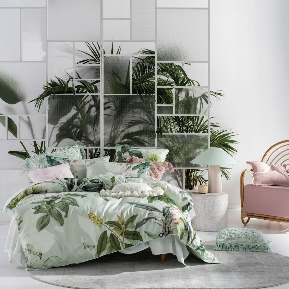 Linen House Glasshouse Botanical Print 100% Cotton Reversible Duvet Cover Set