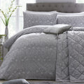 Laurence Llewelyn Bowen Silver Iris Floral Damask Duvet Cover Set