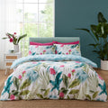 Catherine Lansfield Aruba Tropical Floral Reversible King Duvet Cover Set with Pillowcases Green