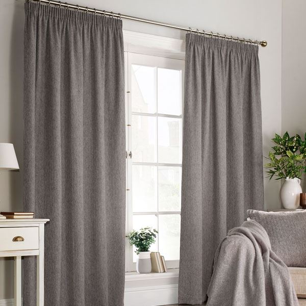 Furn Harrison Herringbone Weave Pencil Pleat Lined Curtains