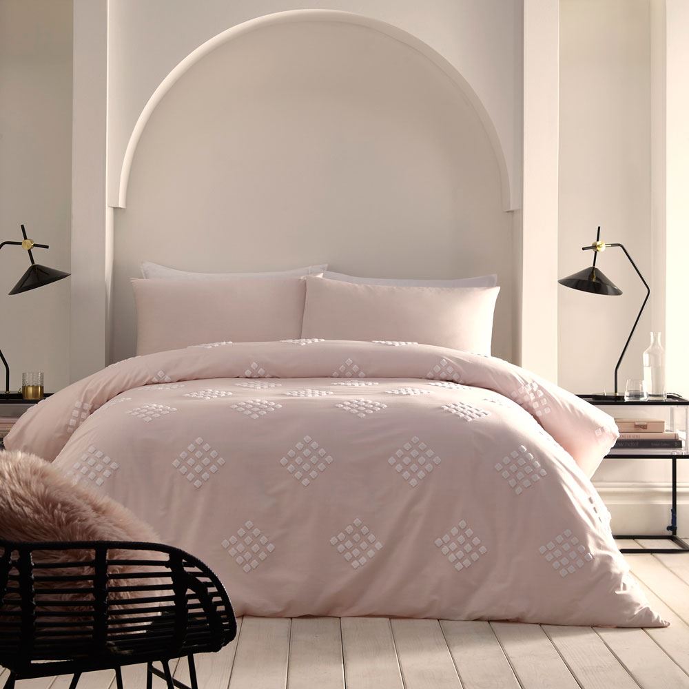 Appletree Boutique Diamond Tuft Embellished 100% Cotton Duvet Cover Set