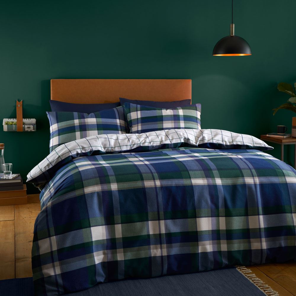 Catherine Lansfield Brushed Tartan Check Reversible Duvet Cover Set