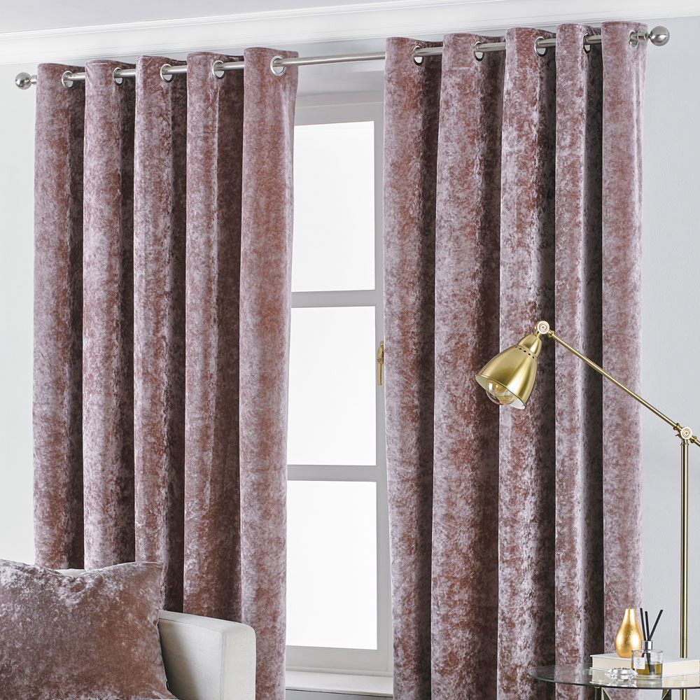 Paoletti Verona Crushed Velvet Lined Eyelet Curtains