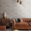 Catherine Lansfield Stag Contemporary Wallpaper