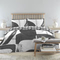 Drift Forward Glyph Monochrome Abstract Print Reversible Eco-Friendly Duvet Cover Set