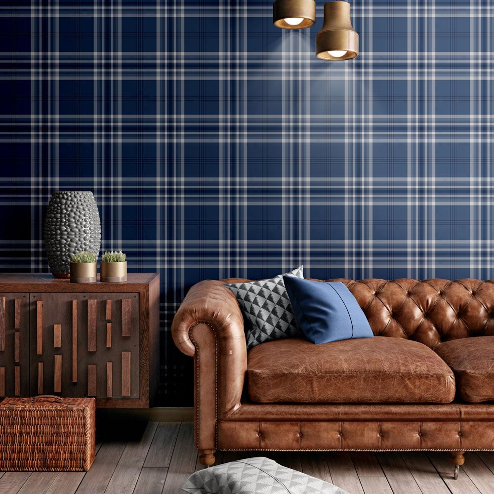 Catherine Lansfield Kelso Check Contemporary Wallpaper