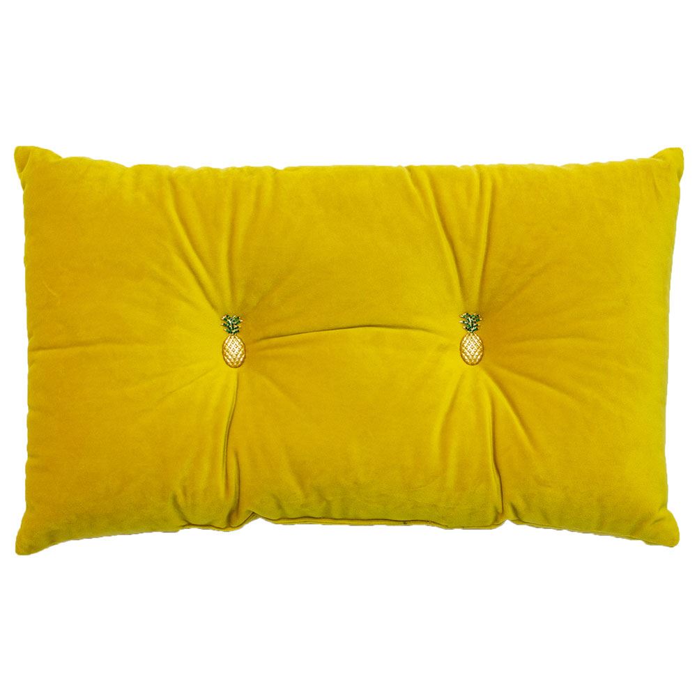 Riva Home Pineapple Shaped Buttons Embellished Filled Cushion