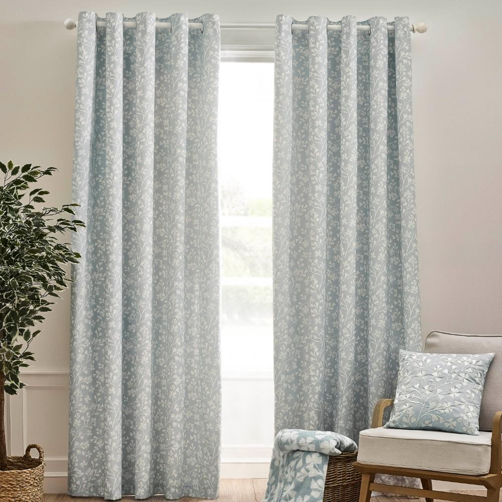 Catherine Lansfield Brooke Floral Eyelet Lined Curtains