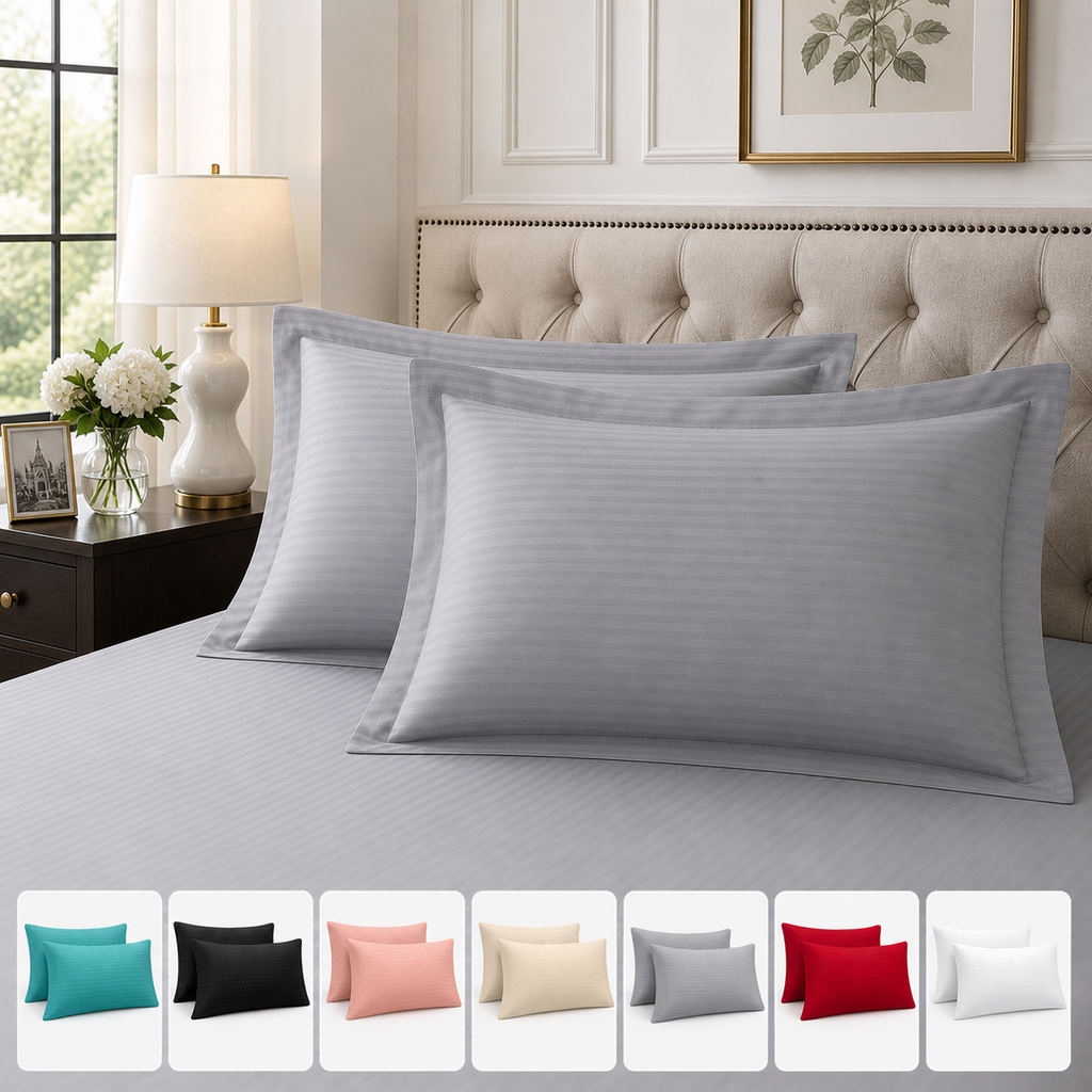 Night Zone Satin Stripe 100% Cotton 250 Thread Count Oxford Pillow Case