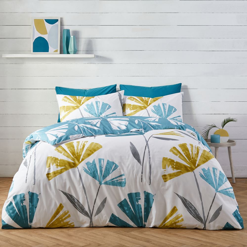 Fusion Alma Abstract Floral Print Easy Care Reversible Duvet Cover Set