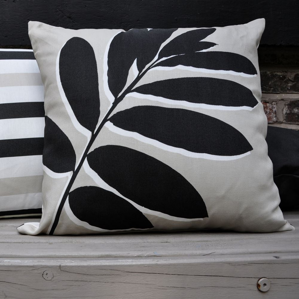 Fusion Ingo Leaf Print 100% Cotton Outdoor Filled Cushion