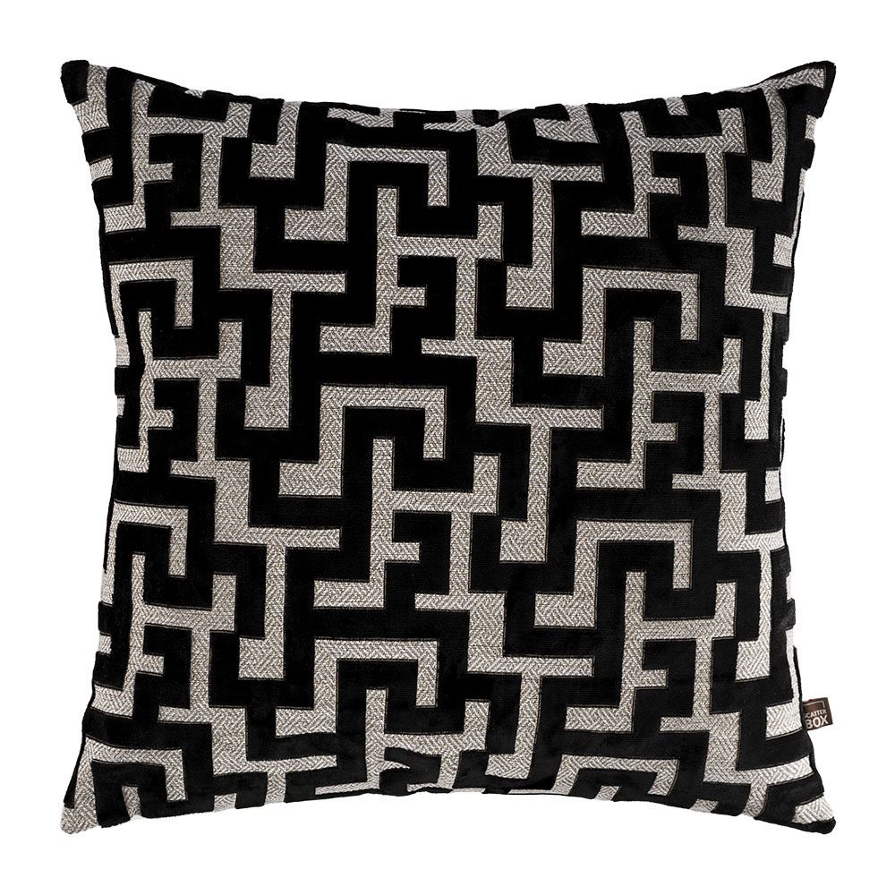 Scatter Box Maze Geometric Cut Velvet Feather Filled Cushion