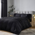Catherine Lansfield Lattice Cut Velvet Double Duvet Cover Set with Pillowcases Black