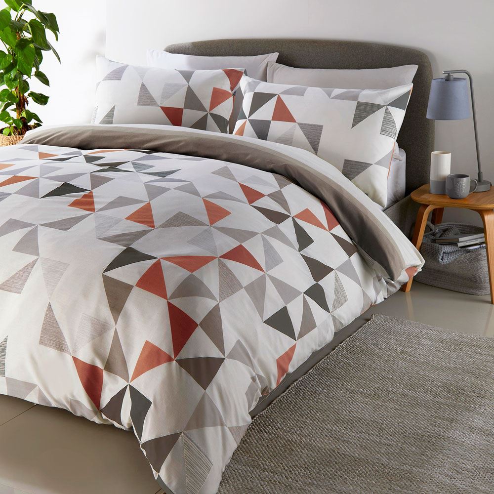 Fusion Hendra Geometric Print Easy Care Reversible Duvet Cover Set