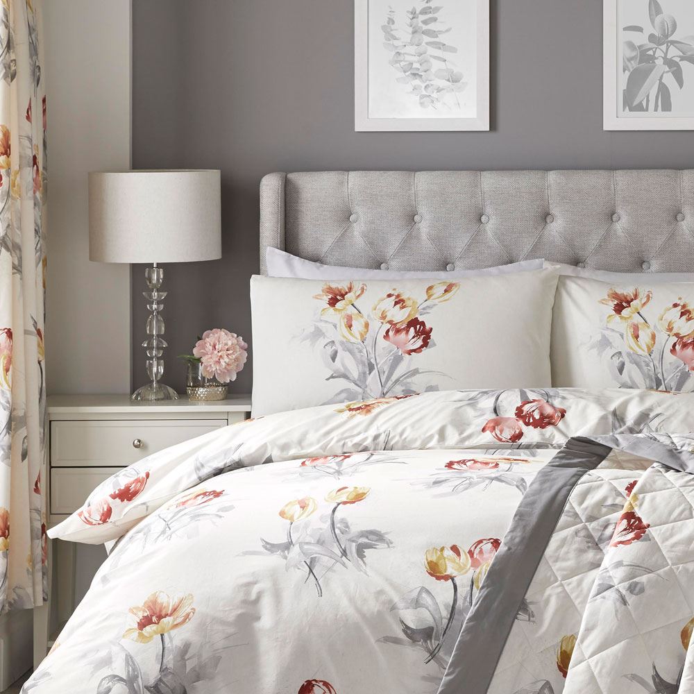 Dreams & Drapes Macy Floral Print Pencil Pleat Lined Curtains