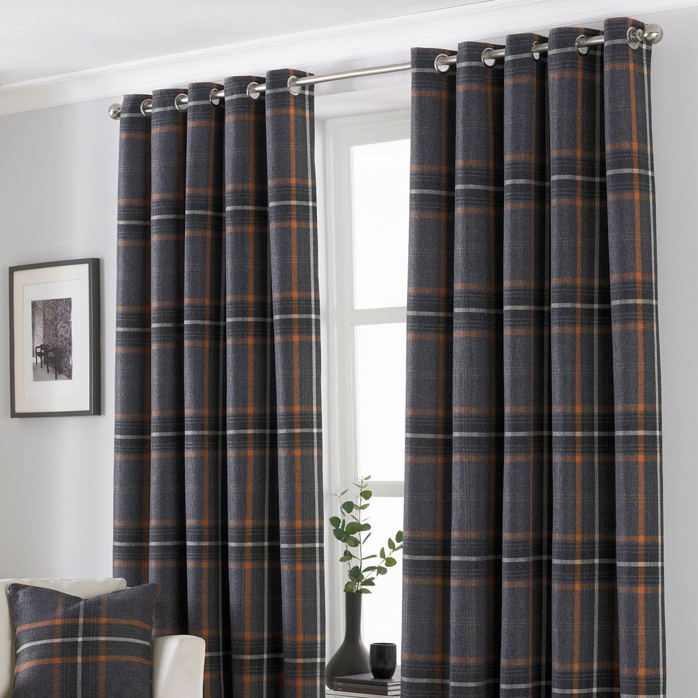 Paoletti Aviemore Heritage Tartan Check Woven Eyelet Curtains