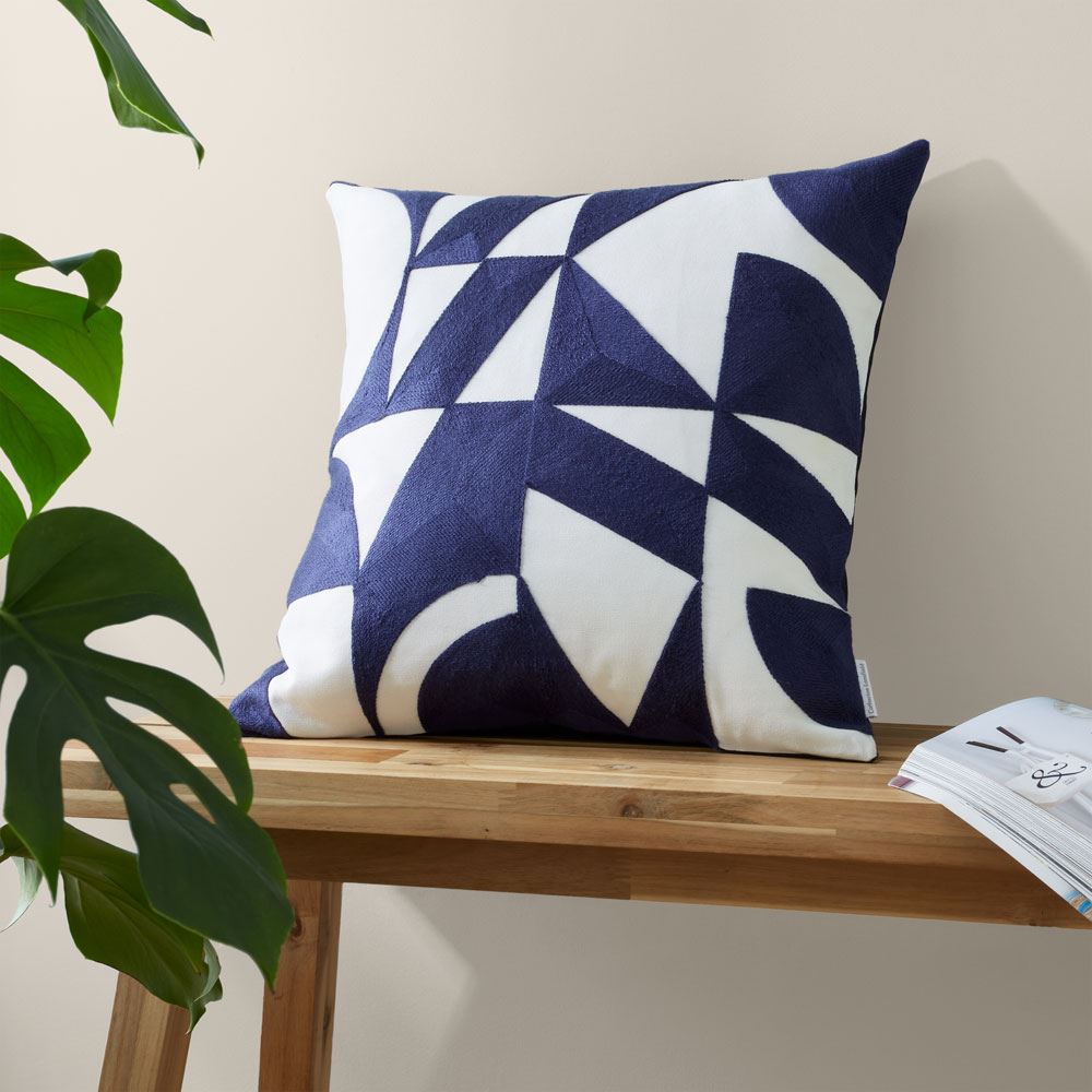 Catherine Lansfield Graphic Geo Loop Embroidered Filled Cushion